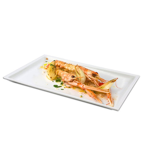 27X18 Cm Lioness Justwhite Piatto Presentazione Rettangolare In Porcellana Set 4 Pz