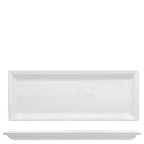 36X14 Cm Lioness Justwhite Piatto Presentazione Rettangolare In Porcellana Set 4 Pz