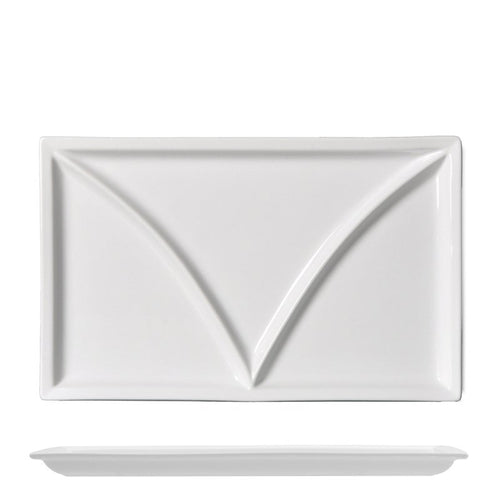 36X22 Cm Lioness Justwhite Piatto Vassoio Rettangolare In Porcellana Set 2 Pz