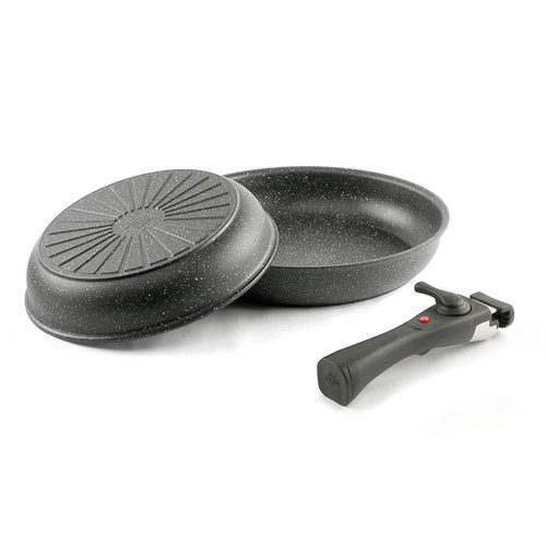 Ballarini Bolzano Set Padelle Antiaderente In Alluminio Con Manico Removibile Set 3 Pz