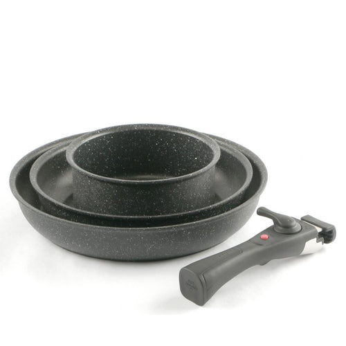 Ballarini Bolzano Set Padelle Antiaderente In Alluminio Con Manico Removibile Set 4 Pz