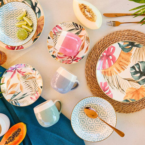 Tognana Tropical Rose Servizio Piatti In Porcellana Set 18 Pz