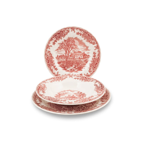 Churchill James Sadler And Sons Brookpink Servizio Piatti In Terracotta Set 18 Pz