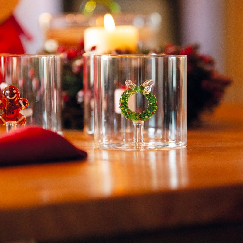 25 cl - Monterey Natale Bicchiere Acqua in Vetro Borosilicato - Set 4 Pz