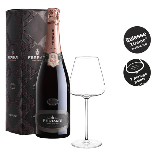 Perle Rose Riserva Trento Doc 2016 Astucciato Cantine Ferrari Set 2 Calici Italesse Etoile Sparkle 48 Cl