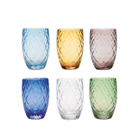 38 Cl Zafferano Losanghe Bicchiere Acqua In Vetro Soffiato Set 6 Pezzi