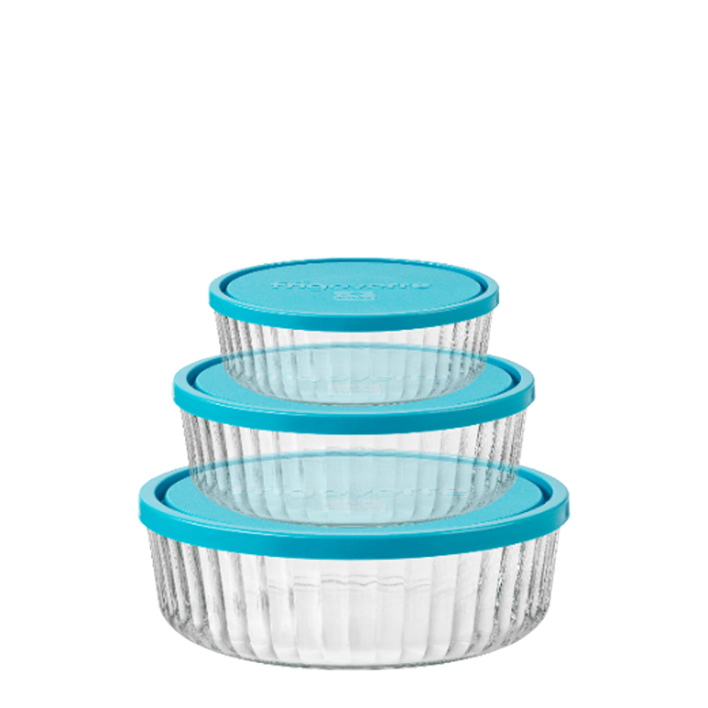 Bormioli Rocco Frigoverre Brillante Set Contenitore Per Alimenti Rotondo In Vetro - Set 3 Pz