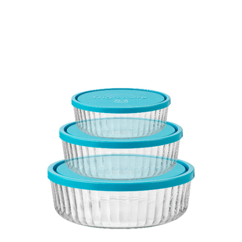 Bormioli Rocco Frigoverre Brillante Set Contenitore Per Alimenti Rotondo In Vetro - Set 3 Pz