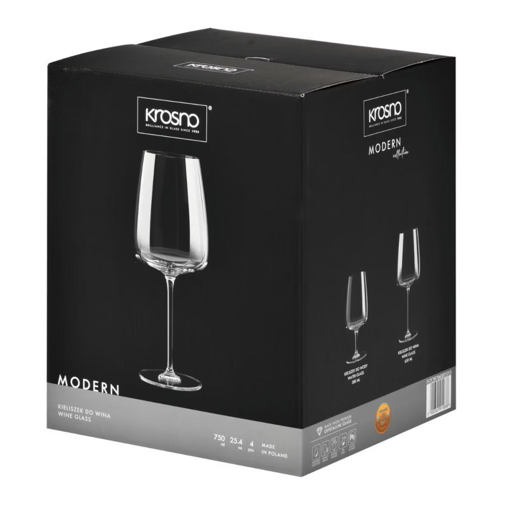 75 cl - Krosno Modern Calice Vino Rosso In Vetro Sonoro Set 4 Pz