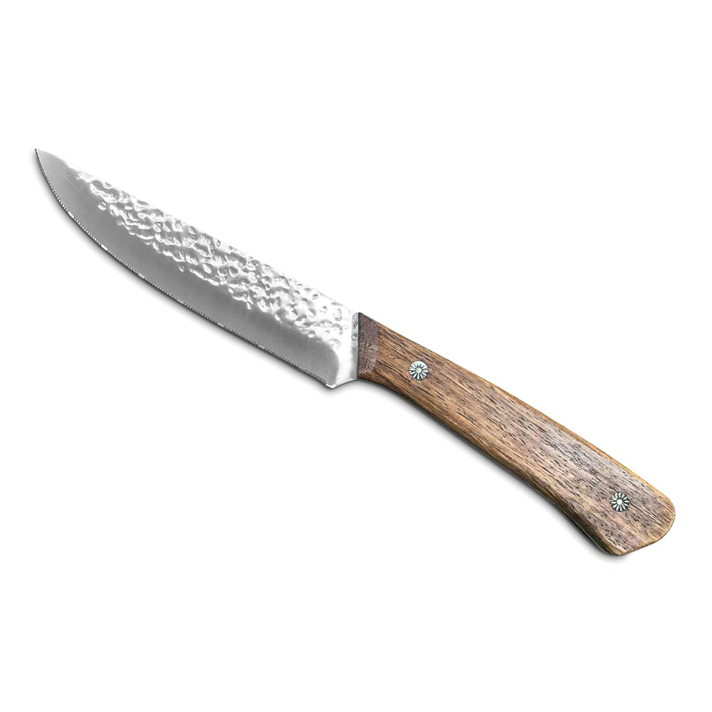 23.5 cm - Comas Chuleteros HQ Kamet Coltello Bistecca Martellato In Acciaio Inox Con Manico Legno Set 6 Pz