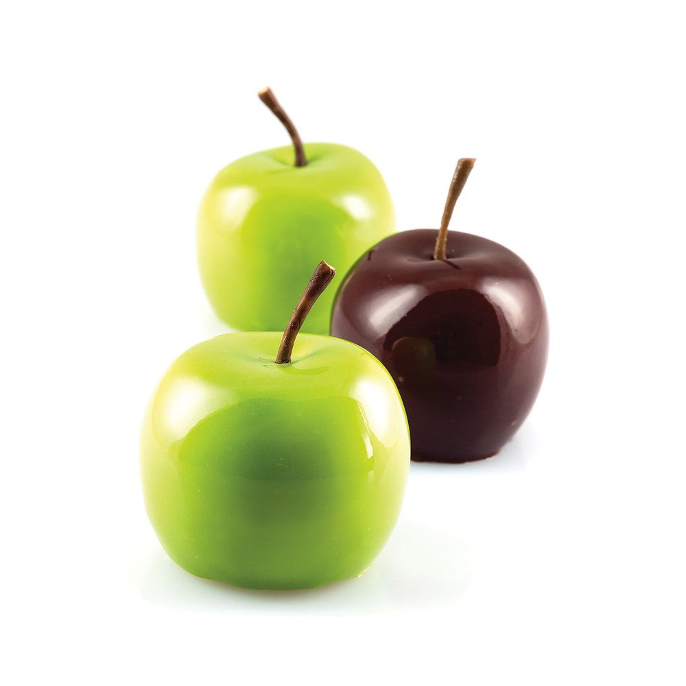 5 Forme - Silikomart Mela Ciliegia e Pesca 115 Stampo Dolci Frutta Realistica In Silicone Cutter Incluso