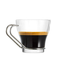 11 cl - Borgonovo Debora Tazzina Caffè In Vetro Con Manico In Acciaio - Set 6 Pz