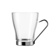 24 cl - Borgonovo Debora Tazza Tè In Vetro Con Manico In Acciaio - Set 6 Pz