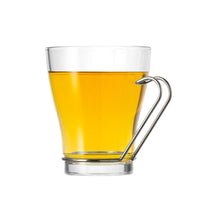 24 cl - Borgonovo Debora Tazza Tè In Vetro Con Manico In Acciaio - Set 6 Pz