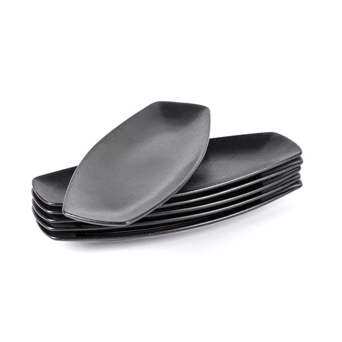 29.5x12.5 cm - Jap Piatto Vassoio Rettangolare In Stoneware - Set 6 Pz