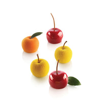 15 Forme - Silikomart Mela Ciliegia e Pesca 30 Stampo Dolci Frutta Realistica In Silicone Cutter Incluso