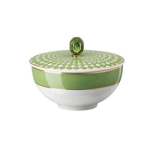 34 cl - Swarovski x Rosenthal Signum Ciotola Riso Con Coperchio In Porcellana