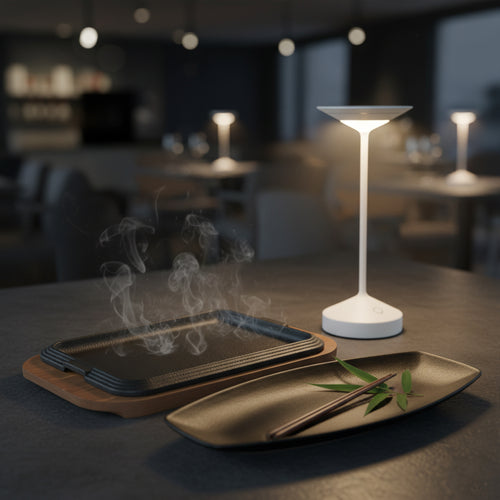 Abert Lamp (White) + Tognana Tray + Ilsa Cast Iron Plate