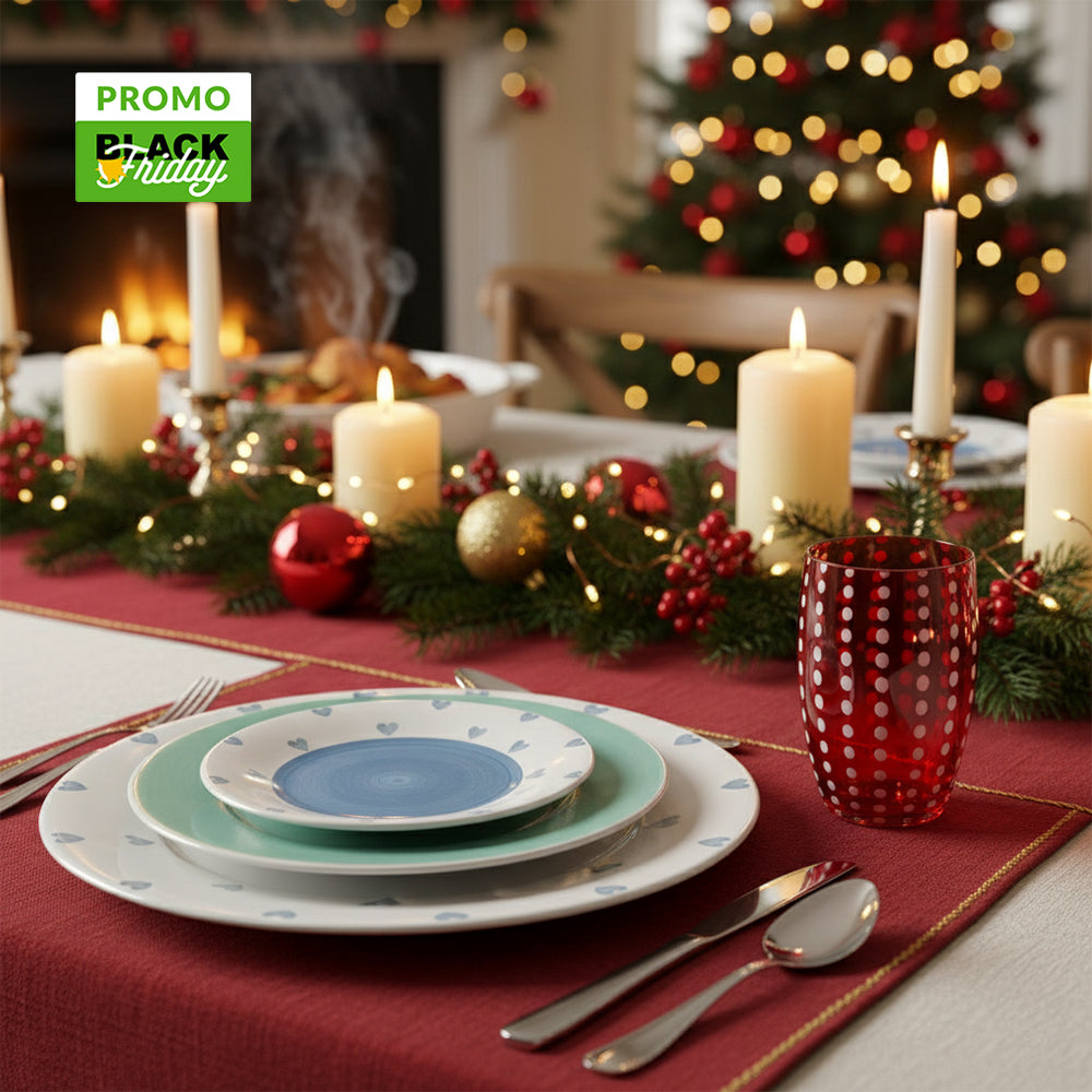 Zafferano Perle Gläser (Rot, 6-tlg.) + Tognana Geschirrset aus Steinzeug (18-tlg.)