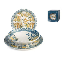 H&H Coupe Sicily Servizio Piatti In Stoneware - Set 18 Pz