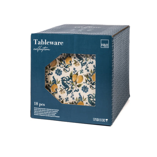 H&H Coupe Sicily Servizio Piatti In Stoneware - Set 18 Pz