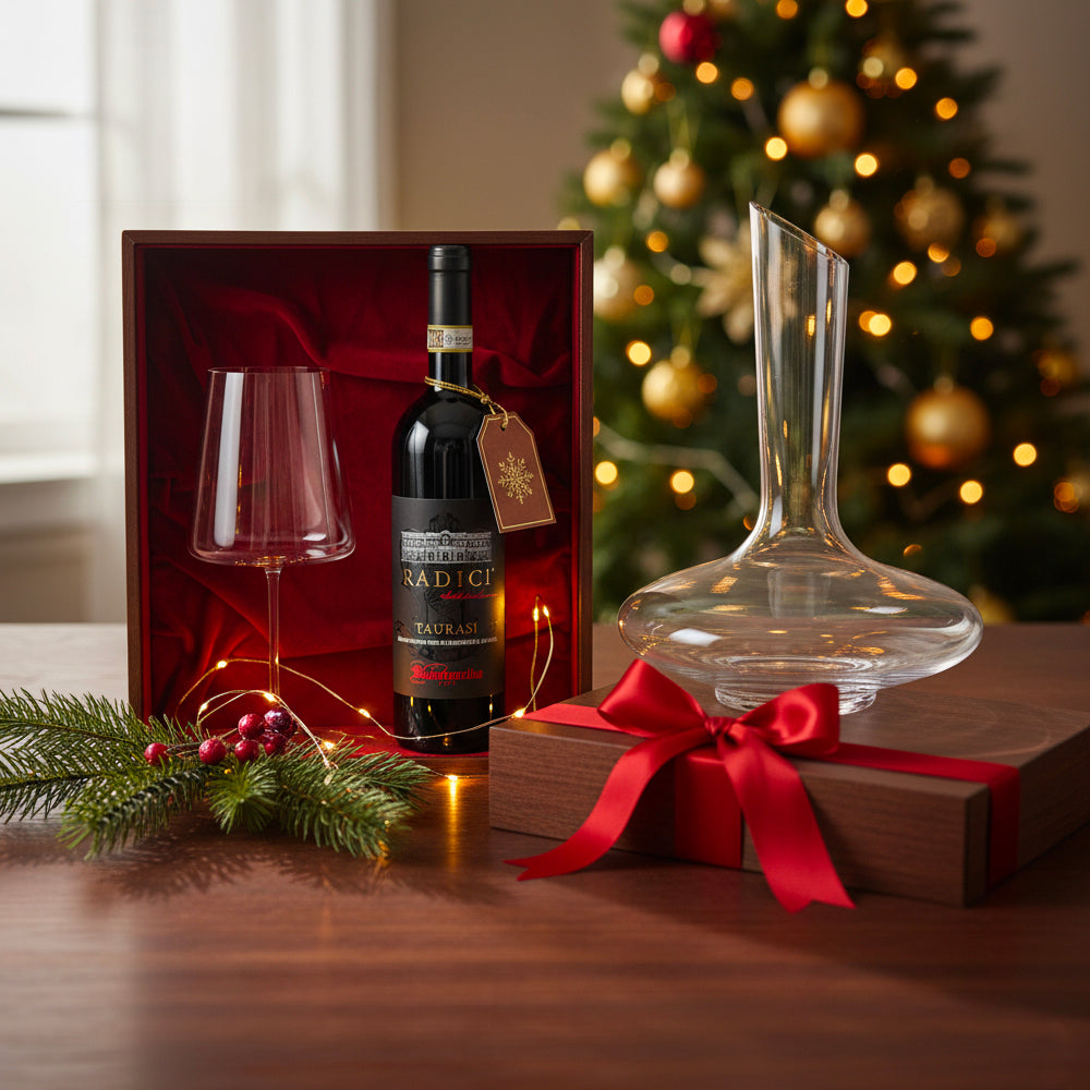 Set de Verres à Vin Rouge + Borgogno DOC 2022 + Carafe en Verre