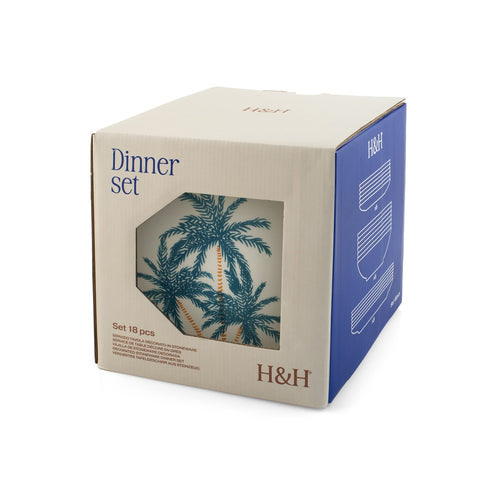 H&H Haiti Servizio Piatti In Stoneware - Set 18 Pz