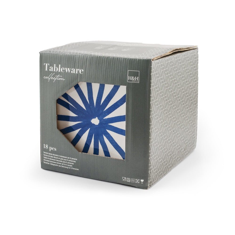 H&H Coupe Rodi Servizio Piatti In Stoneware - Set 18 Pz