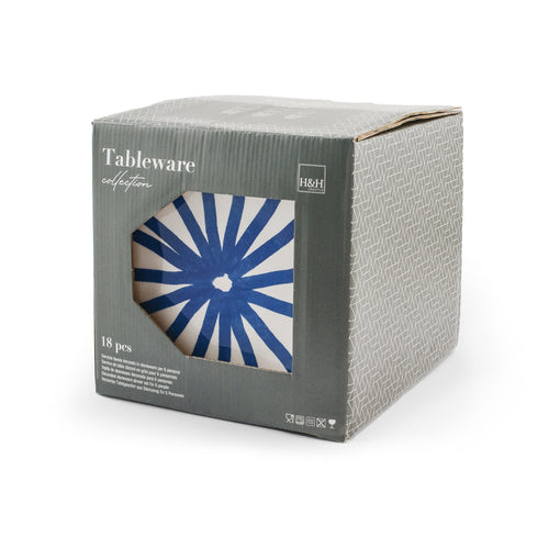 H&H Coupe Rodi Servizio Piatti In Stoneware - Set 18 Pz