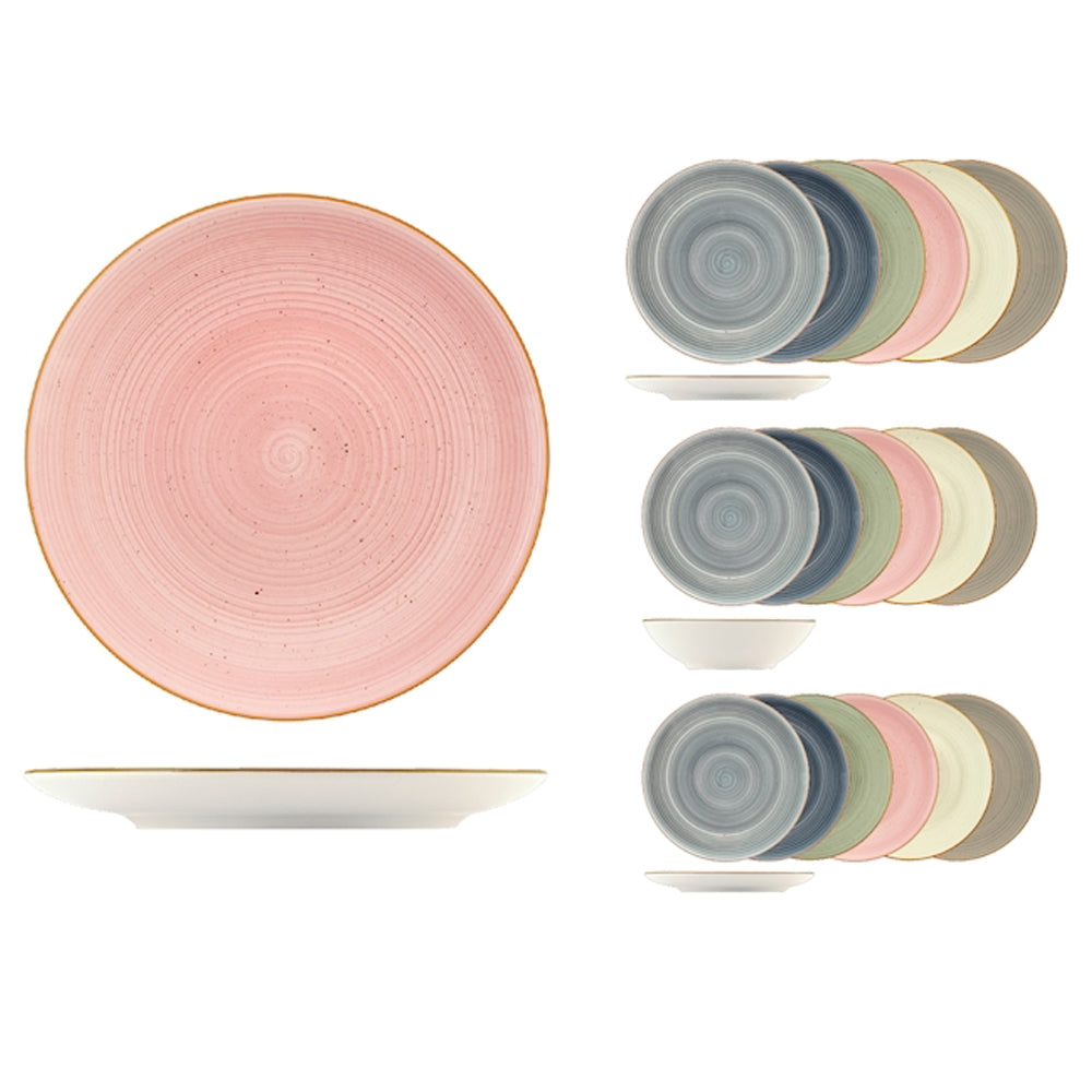 H&H Coupe Harper Servizio Piatti In Stoneware Set 18 Pz