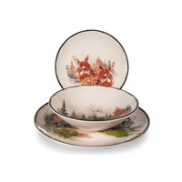 H&H Golden Woods Servizio Piatti Decoro Natalizio In Stoneware Set 18 Pz