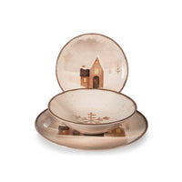 H&H Cinnamon Glows Servizio Piatti Decoro Natalizio In Stoneware Set 18 Pz