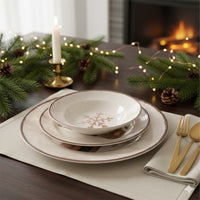 H&H Cinnamon Glows Servizio Piatti Decoro Natalizio In Stoneware Set 18 Pz