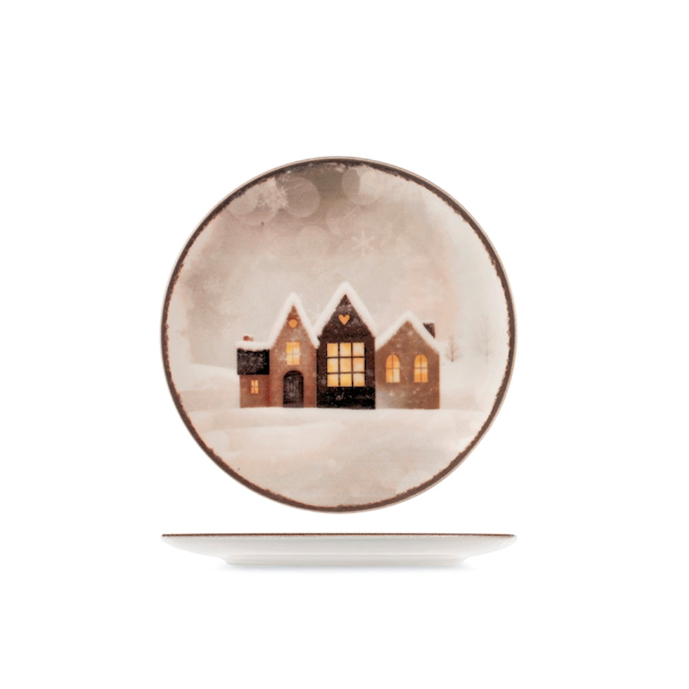 H&H Cinnamon Glows Servizio Piatti Decoro Natalizio In Stoneware Set 18 Pz