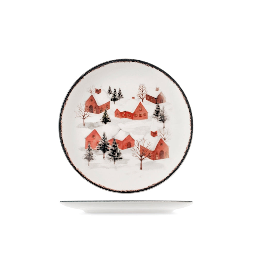 H&H Fairytale Charm Servizio Piatti Con Decoro Natalizio In Stoneware Set 18 Pz