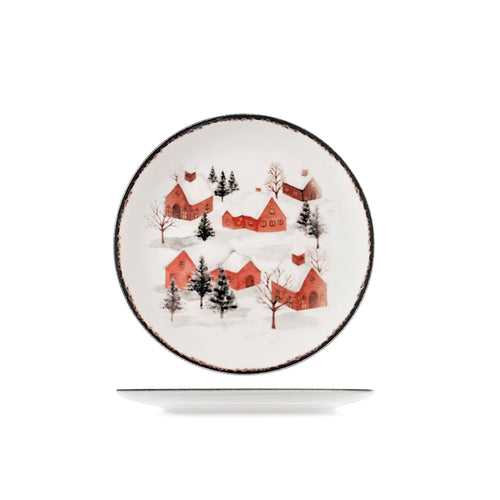 H&H Fairytale Charm Servizio Piatti Con Decoro Natalizio In Stoneware Set 18 Pz