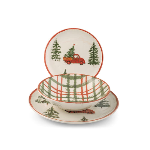 H&H Coupe Adventure Servizio Piatti Con Decoro Natalizio In Stoneware Set 12 Pz