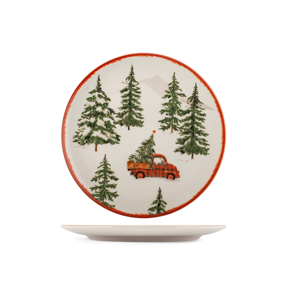 H&H Coupe Adventure Servizio Piatti Con Decoro Natalizio In Stoneware Set 12 Pz