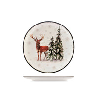 H&H Coupe Wild Spirits Servizio Piatti Con Decoro Natalizio In Stoneware Set 18 Pz