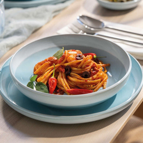 65 cl - Villeroy & Boch Perlemor Aqua Piatto Pasta In Porcellana Premium - Set 6 Pz