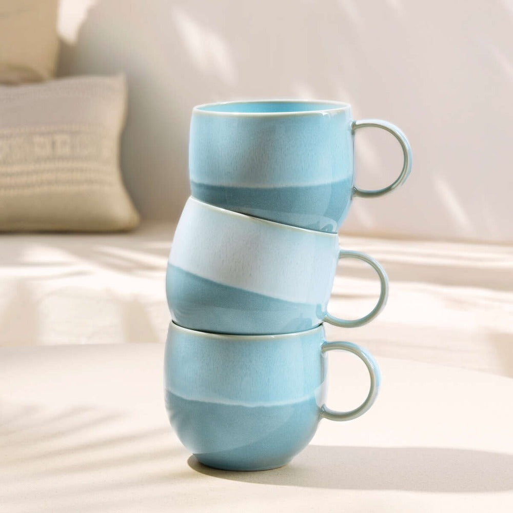 29 cl - Villeroy & Boch Perlemor Aqua Tazza Mug In Porcellana Premium - Set 6 Pz