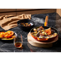 24 cm - Tradition Padella In Ghisa Smaltata con Manico In Legno