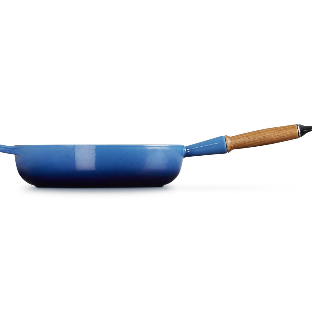 28 cm - Evolution Poêle Haute En Fonte Avec Manche En Bois