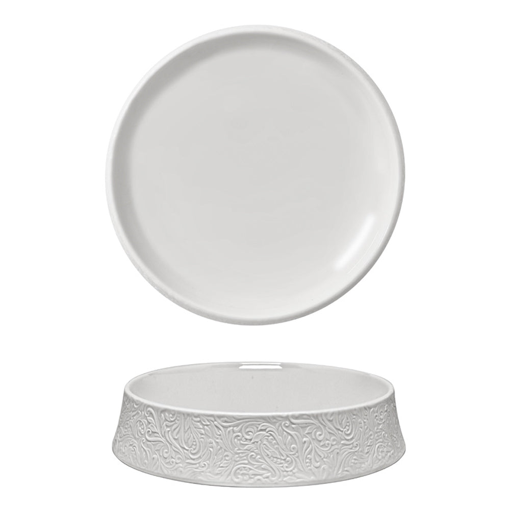 23.4 cm - Essentia Damasco Piatto Piano Gourmet Rialzato In Porcellana Set 2 Pz