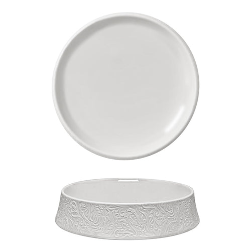 23.4 cm - Essentia Damasco Piatto Piano Gourmet Rialzato In Porcellana Set 2 Pz