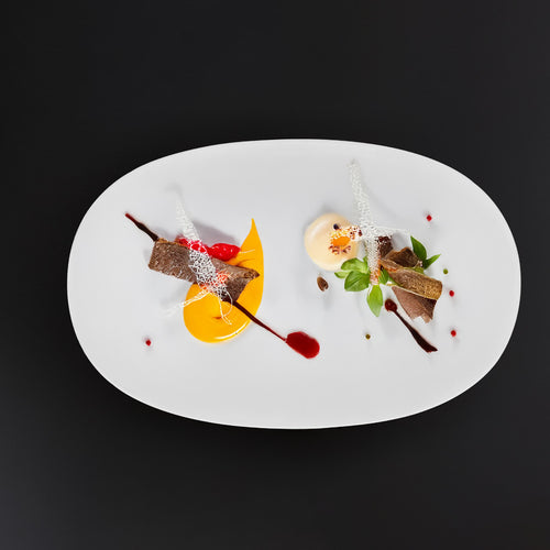 28.6x18.6 cm - Essentia 50's Era Piatto Presentazione Vassoio In Porcellana Set 4 Pz