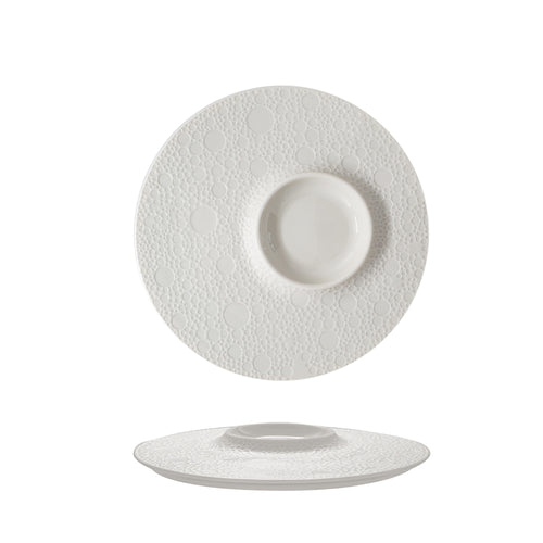 25.7 cm - Essentia Moon Piatto Presentazione Decorato In Porcellana Set 4 Pz