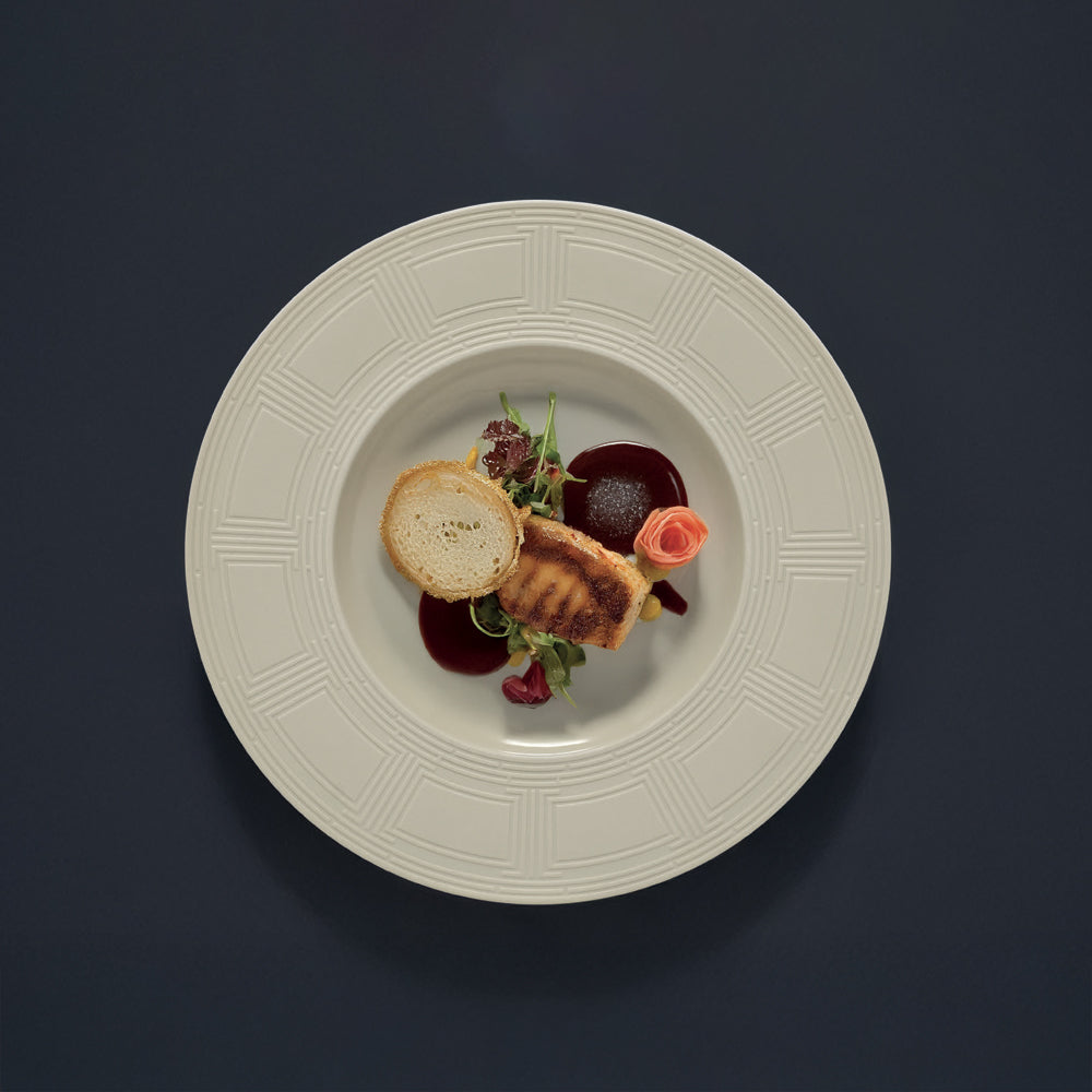 31 cm - Essentia Labyrinth Piatto Fondo Gourmet In Porcellana Set 4 Pz