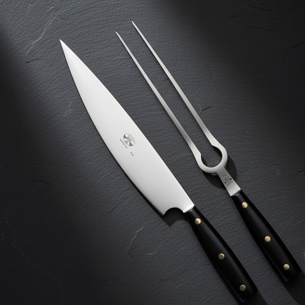 22 cm - Coltellerie Berti Due Per Firenze Coltello Servizio Arrosto In Acciaio Inox Con Manico Metacrilato Nero
