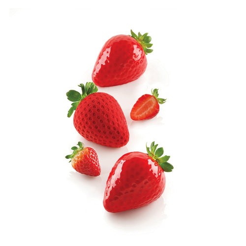 5 Forme - Silikomart Fragola 120 Stampo Dolci Frutta Realistica In Silicone Cutter Incluso